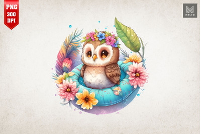 Cute Owl Summertime Watercolor 20