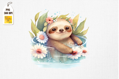 Cute Sloth Summertime Watercolor 3