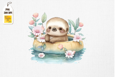 Cute Sloth Summertime Watercolor 6