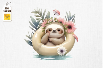 Cute Sloth Summertime Watercolor 7