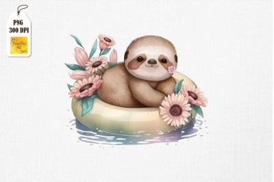 Cute Sloth Summertime Watercolor 10