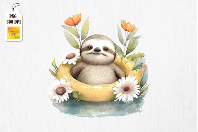 Cute Sloth Summertime Watercolor 11