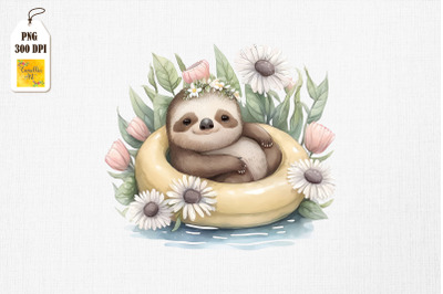 Cute Sloth Summertime Watercolor 12
