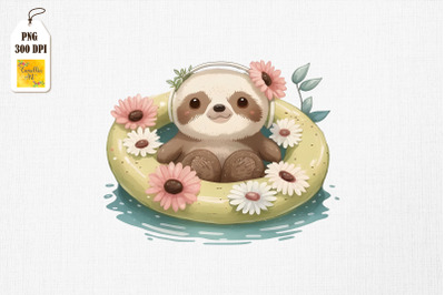 Cute Sloth Summertime Watercolor 15