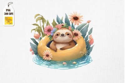 Cute Sloth Summertime Watercolor 16