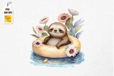 Cute Sloth Summertime Watercolor 17