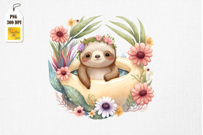 Cute Sloth Summertime Watercolor 18