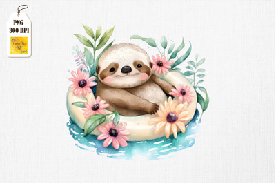 Cute Sloth Summertime Watercolor 20