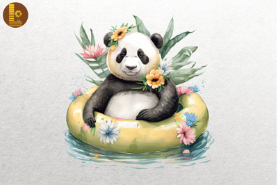 Cute Panda Summertime Watercolor 3