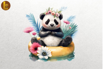 Cute Panda Summertime Watercolor 4