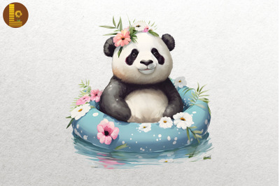 Cute Panda Summertime Watercolor 5