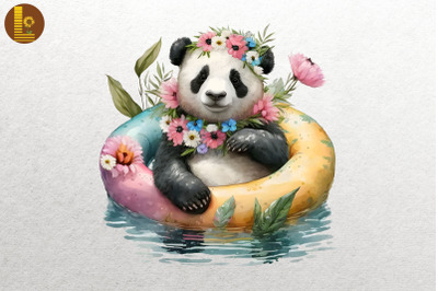 Cute Panda Summertime Watercolor 6