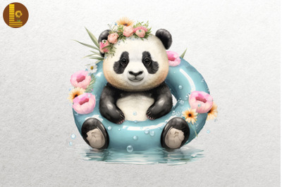 Cute Panda Summertime Watercolor 7