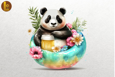 Cute Panda Summertime Watercolor 8