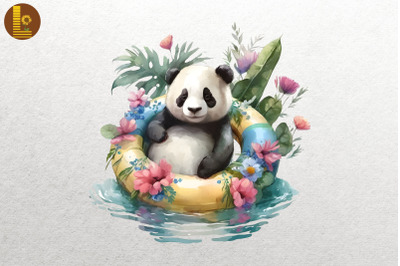 Cute Panda Summertime Watercolor 11