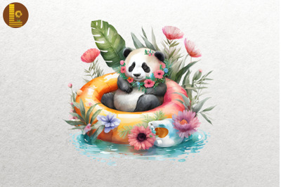 Cute Panda Summertime Watercolor 13