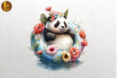 Cute Panda Summertime Watercolor 16