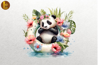 Cute Panda Summertime Watercolor 17