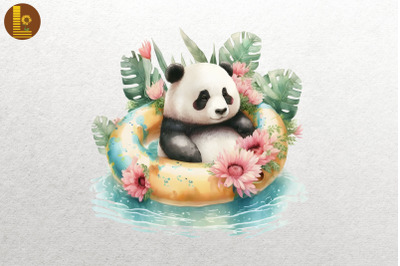 Cute Panda Summertime Watercolor 19