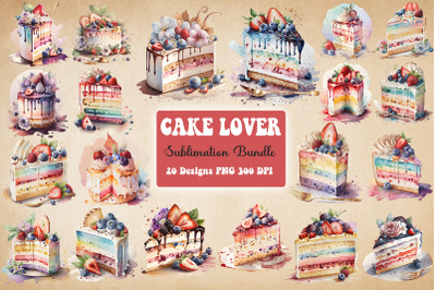 Cake Lover Watercolor Sublimation Bundle