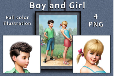 Boy and Girl Illustration