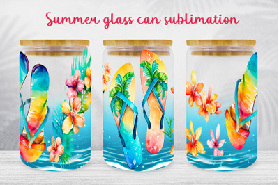 Summer glass can wrap, beach beer glass can, retro glass tumbler, coas