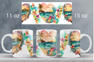 Summer mug wrap design Beach truck mug sublimation png