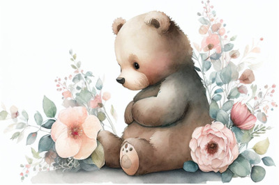 Spring Bear with Flowers