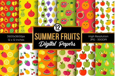 Cute Summer Fruits Seamless Pattern Digital Papers