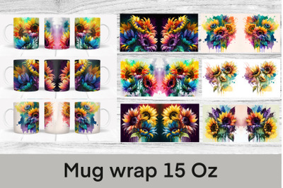 Sunflower mug bundle | Mug sublimation wrap 15 Oz