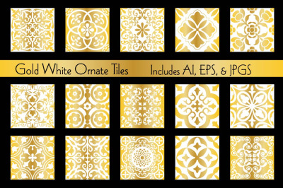 Gold White Ornate Tile Patterns