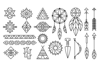 Native american elements, navajo indian graphic tribal symbols. Dreamc