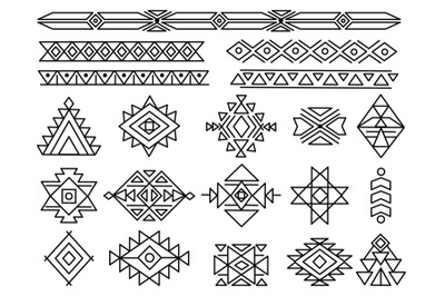 Aztec tribal boho ornaments. Navajo mexico geometric tattoo, ethnics m