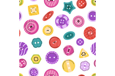 Plastic sewing buttons seamless pattern. Button fashion textile print