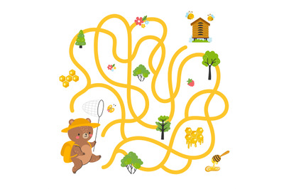 Children maze game, kids labyrinth. Path finding graphic art for kid p