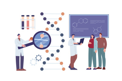 Genetic test for pregnancy couple. Pregnant woman&2C; man and genetics sc