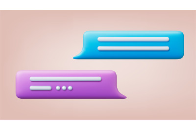 Dialog speech balloons 3d elements. Voice message or talk bubbles. Cha