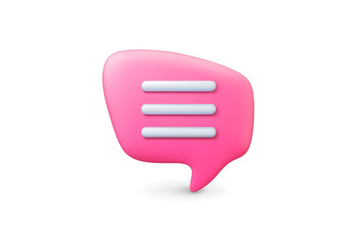 Dialogue message 3d design element. Speech bubble, voice text balloon.