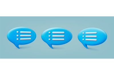 Message 3d bubbles vector icons. Voice speech balloons&2C; different talk