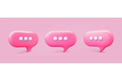 Message network 3d speech bubbles. Voice balloons emblems&2C; text&2C; comme