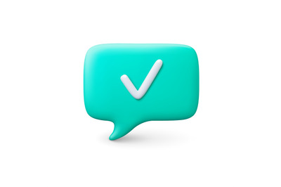 Speech balloon icon 3d design. Message box, thinking bubble vector ele