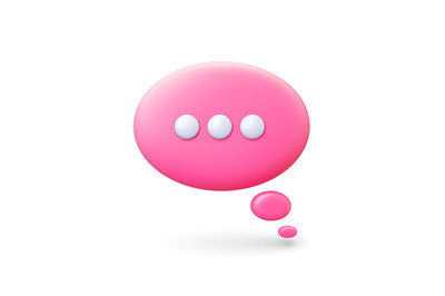 Thinking 3d balloon element. Isolated speech bubble icon, voice messag