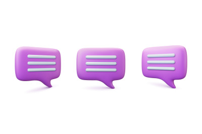 Voice balloons 3d emblems. Message network speech bubbles&2C; different t