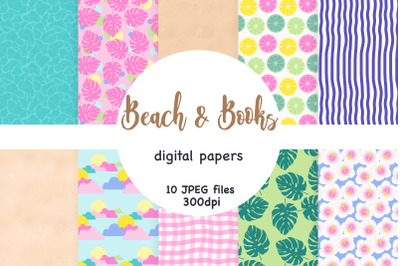 Beach Pattern | Books Digital Paper Bundle