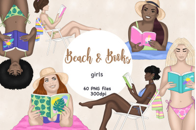 Beach Girl Clipart | Reading Clipart Bundle