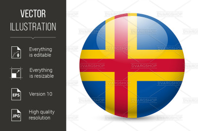 Round glossy icon of Aland Islands