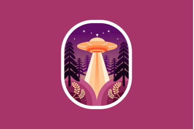 UFO in the forest at night