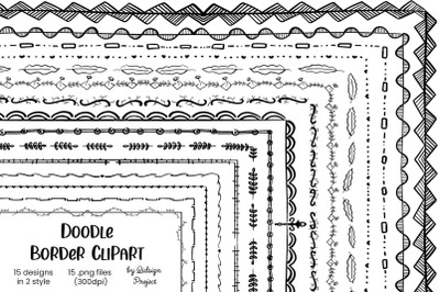 15 Doodle Border, Page Border, Bullet Journal Element