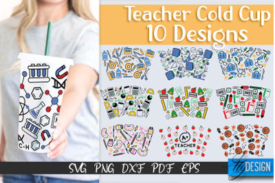 Teacher SVG Cold Cup | Teacher Wrap SVG | Cold cup Wrap SVG v.2