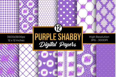 Purple Shabby Chic Floral Digital papers